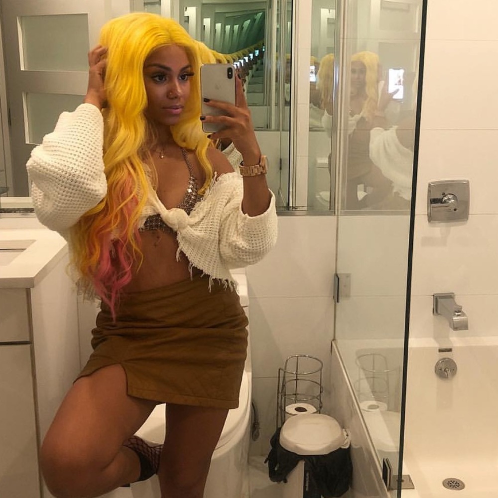 Yellow and Pink Human Hair Wig